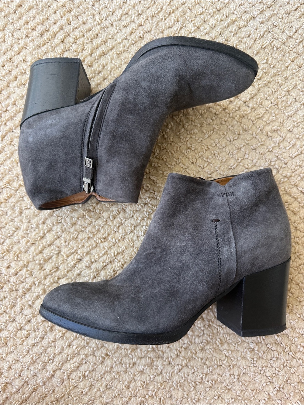 Alberto Fermani Gray Suede Block Heel Ankle Booties size 36